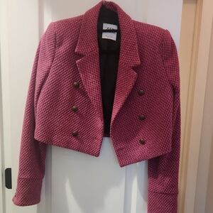 Zara Women's Pink Textured Cropped Jacket